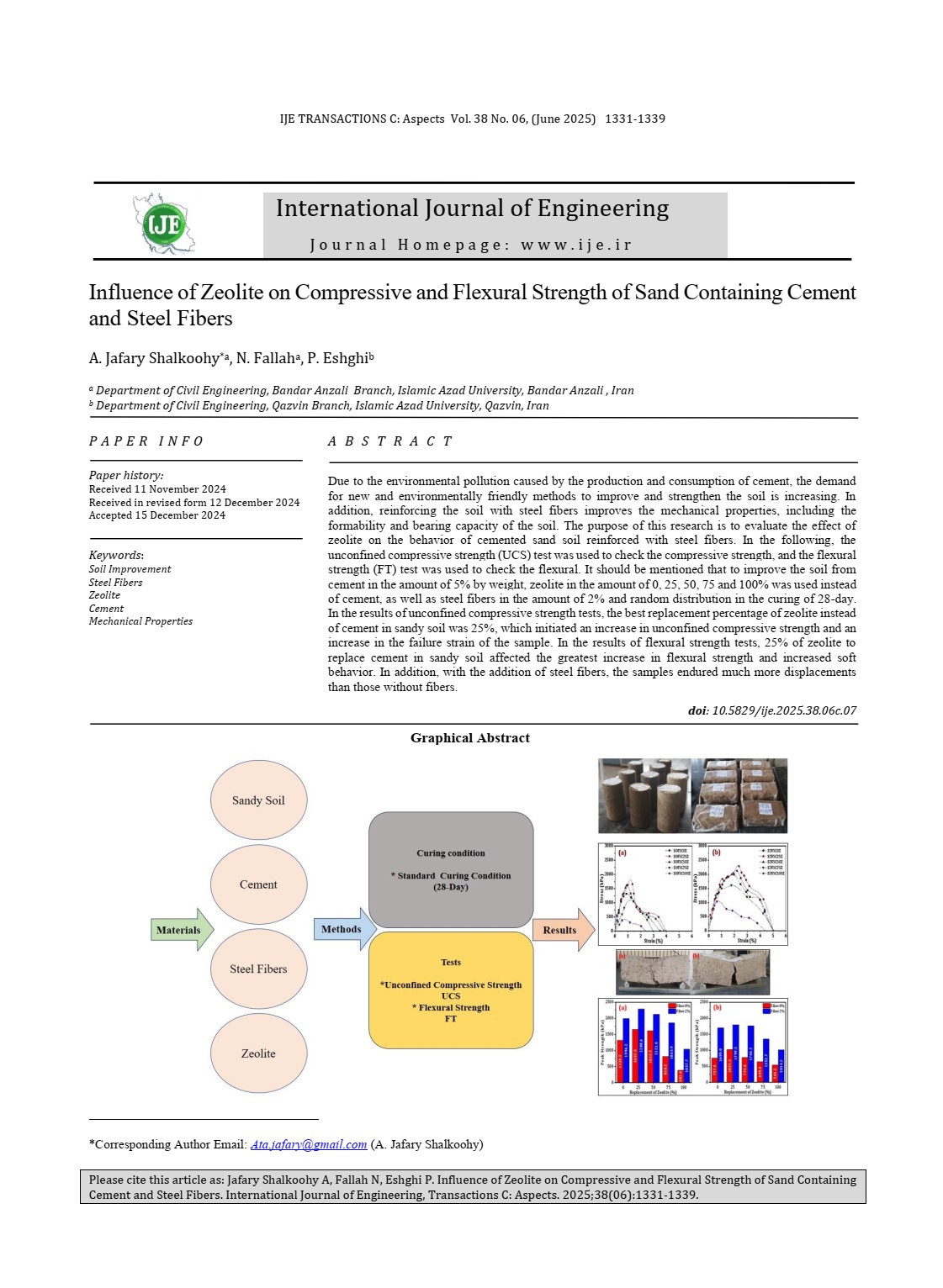Influence of Zeolite on Compressive and Flexural Strength of Sand Containing Cement and Steel Fibers